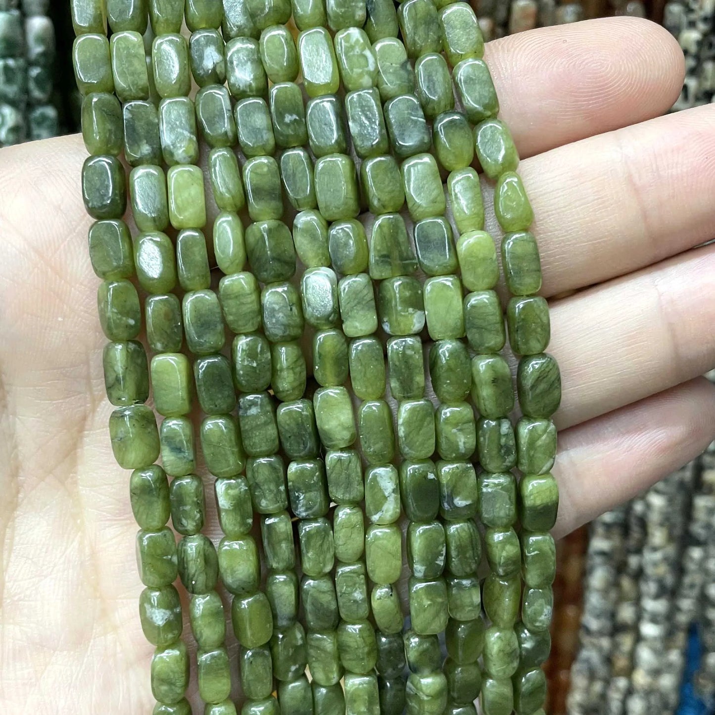 Natural Stone Green Jades Cylinder Square Irregular Faceted Round Loose Spacer Beads For Jewelry DIY Bracelet Making Accessories
