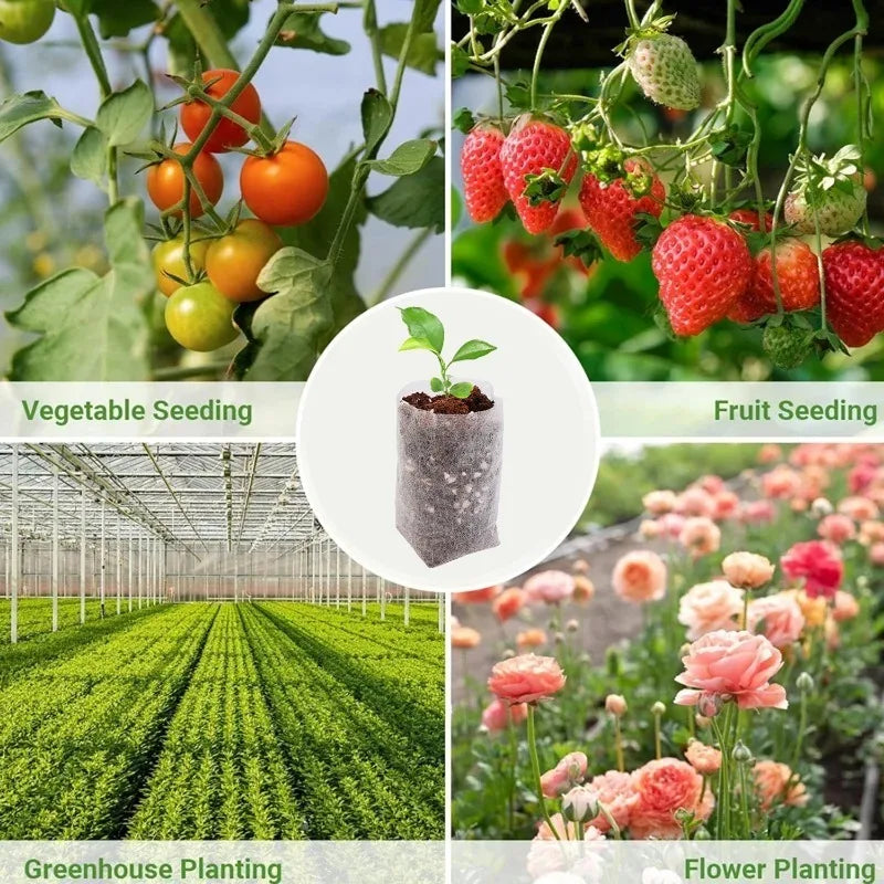 100-500Pcs Fabric Seedling Pots Biodegradable Grow Bags for Indoor and Outdoor Planting Cultivation Pouches for Home Garden Tool