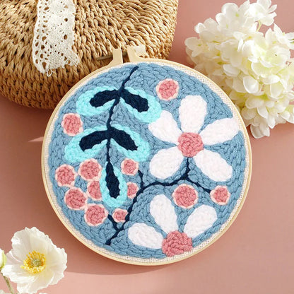 DIY Embroidery Kits For Beginner Craft Punch Needle Set Rug for Starter Kits with Stamped Sunflower Pattern Fabric Yarn Hoop