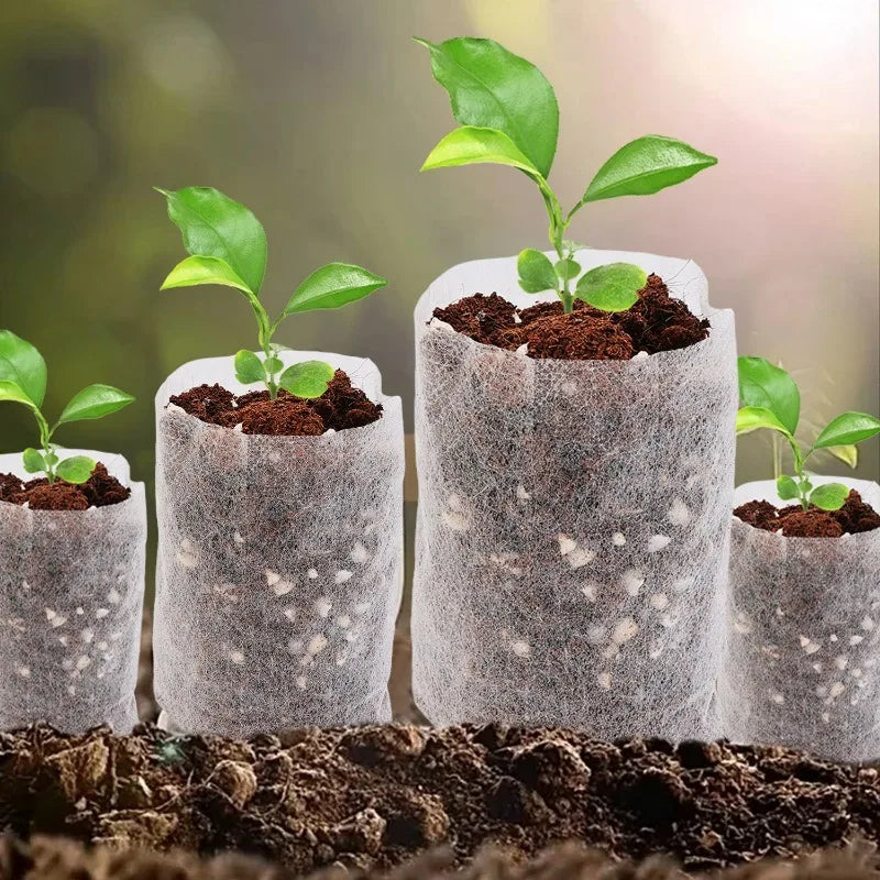 100-500Pcs Fabric Seedling Pots Biodegradable Grow Bags for Indoor and Outdoor Planting Cultivation Pouches for Home Garden Tool