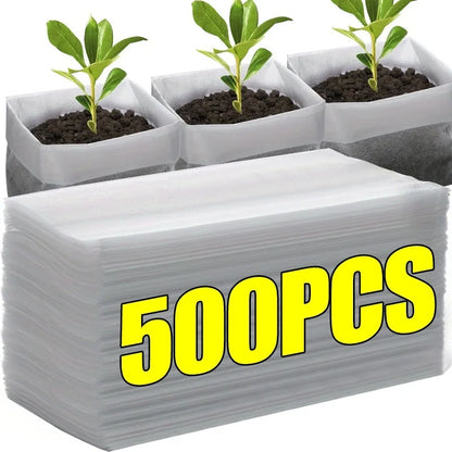100-500Pcs Fabric Seedling Pots Biodegradable Grow Bags for Indoor and Outdoor Planting Cultivation Pouches for Home Garden Tool