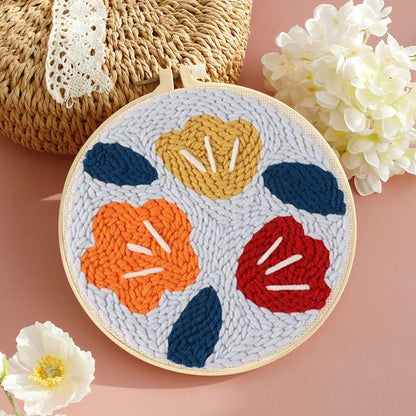 DIY Embroidery Kits For Beginner Craft Punch Needle Set Rug for Starter Kits with Stamped Sunflower Pattern Fabric Yarn Hoop